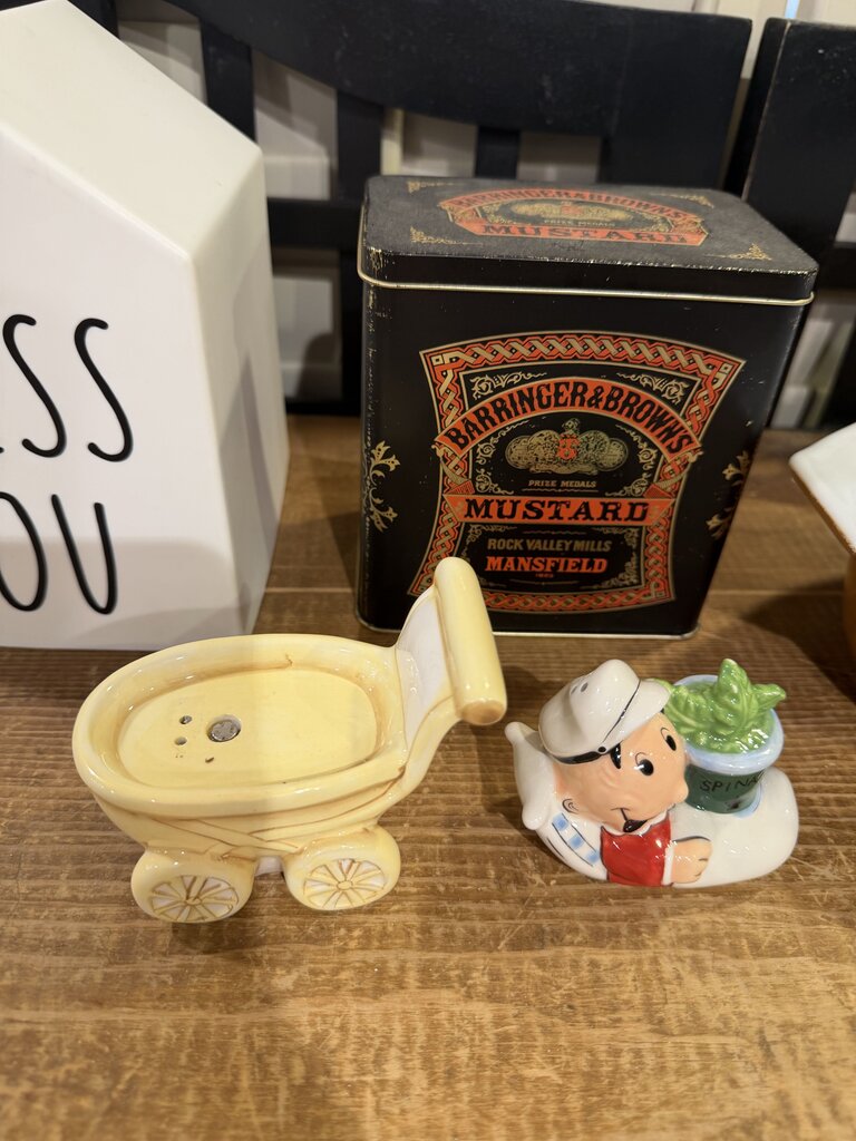 Popeye Charcter Sweet Pea In Baby Carriage Salt and Pepper