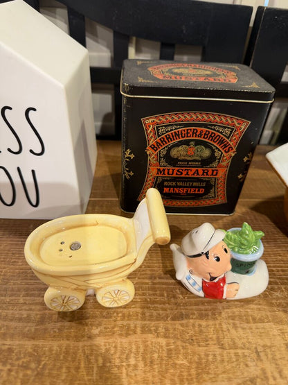 Popeye Charcter Sweet Pea In Baby Carriage Salt and Pepper