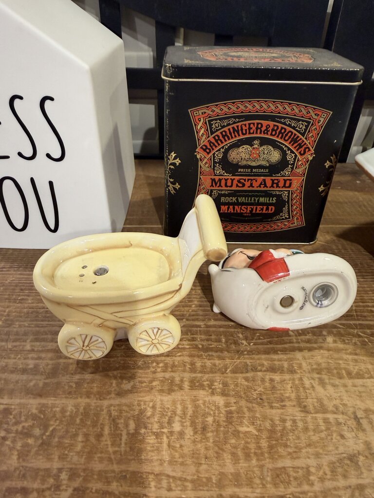 Popeye Charcter Sweet Pea In Baby Carriage Salt and Pepper