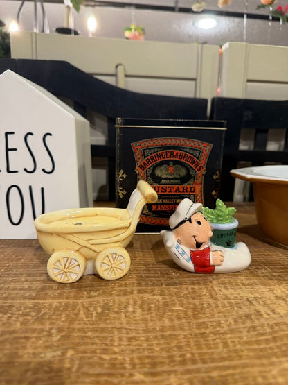Popeye Charcter Sweet Pea In Baby Carriage Salt and Pepper