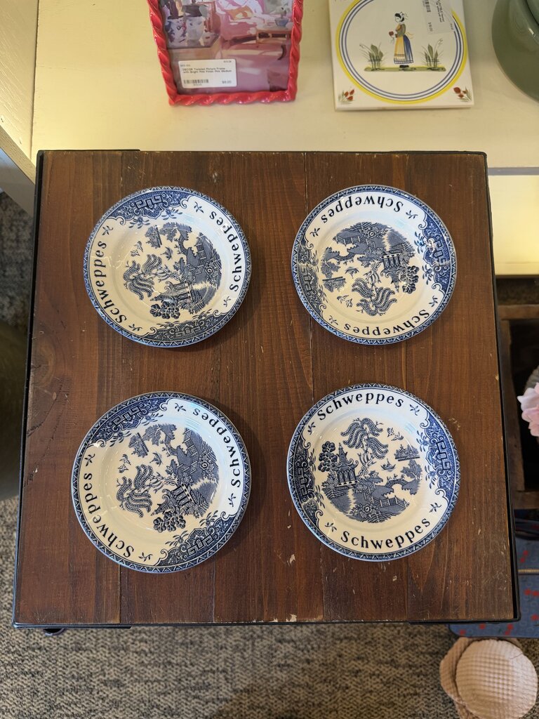 Enoch Wedgwood Transferware Schweppes Blue Willow Tip Trinket Bowl Dish Set