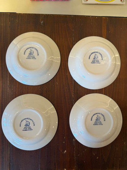 Enoch Wedgwood Transferware Schweppes Blue Willow Tip Trinket Bowl Dish Set
