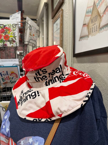 VTG 1970’s Vintage Coca Cola Beach Bucket Hat Floppy Coke It's The Real Thing
