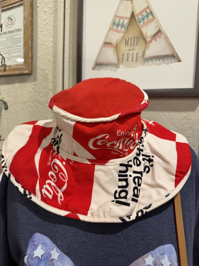 VTG 1970’s Vintage Coca Cola Beach Bucket Hat Floppy Coke It's The Real Thing