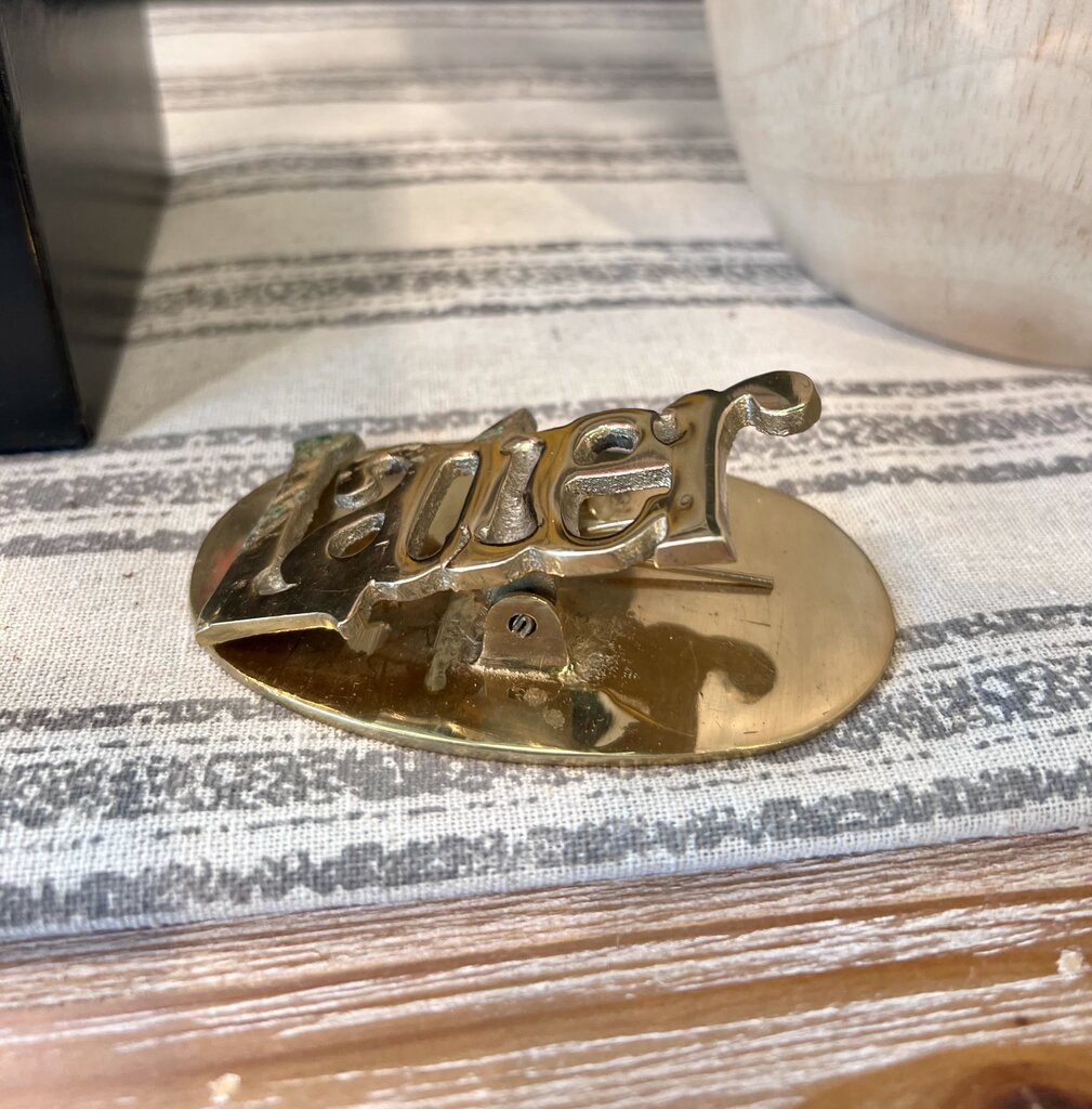 Vintage Brass "Later" Clip Paperweight Desk Memo