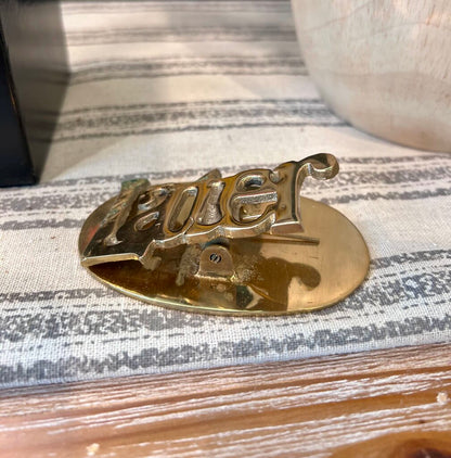 Vintage Brass "Later" Clip Paperweight Desk Memo