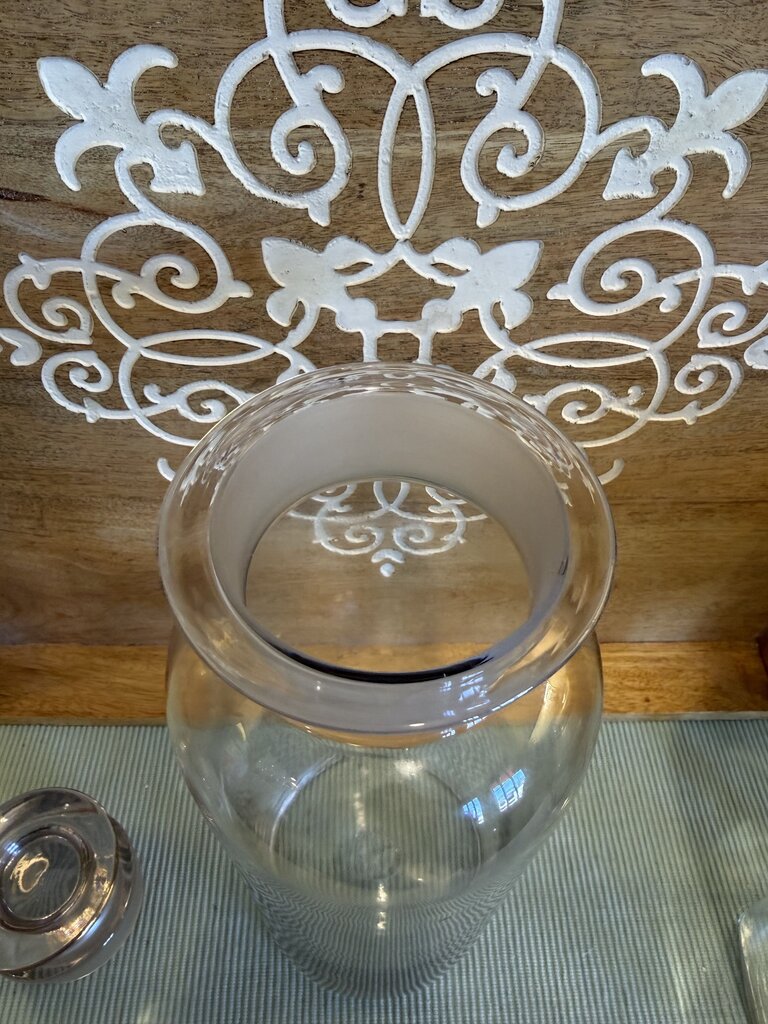 VTG APOTHECARY GLASS JAR ORIGINAL GLASS STOPPER MEDICAL JAR ROUND