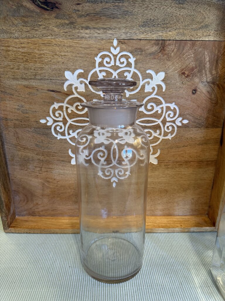 VTG APOTHECARY GLASS JAR ORIGINAL GLASS STOPPER MEDICAL JAR ROUND
