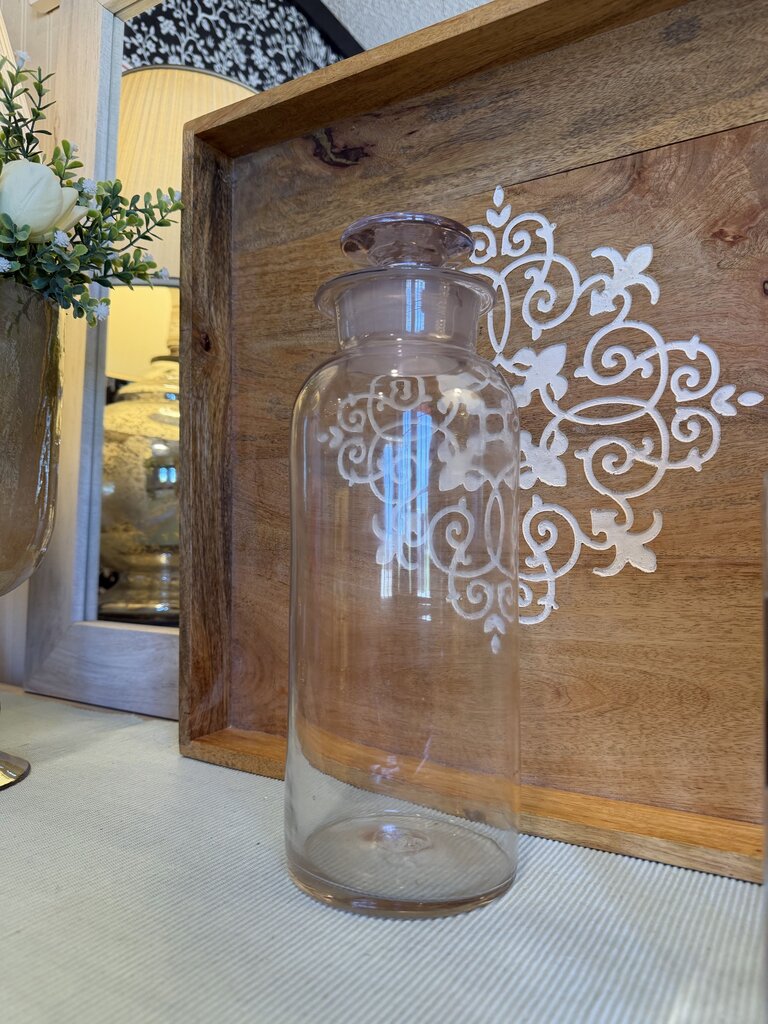 VTG APOTHECARY GLASS JAR ORIGINAL GLASS STOPPER MEDICAL JAR ROUND