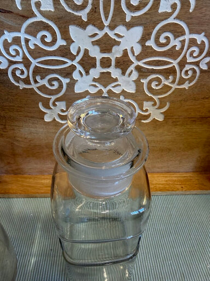 VTG APOTHECARY GLASS JAR ORIGINAL GLASS STOPPER MEDICAL JAR SQUARE