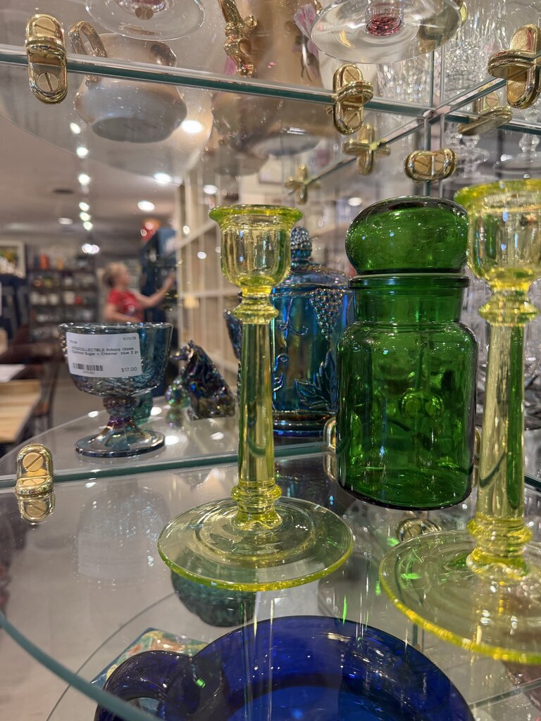 Uranium Green Glass Candlesticks