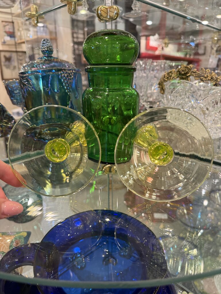 Uranium Green Glass Candlesticks