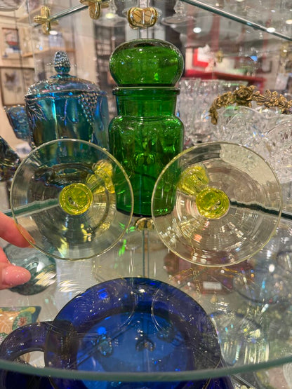 Uranium Green Glass Candlesticks