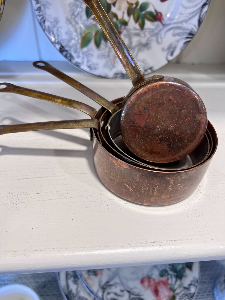 Copper and Brass Measuring Cup Set Vintage