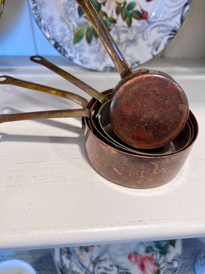 Copper and Brass Measuring Cup Set Vintage