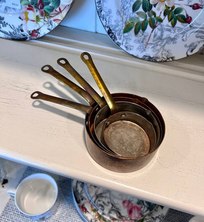 Copper and Brass Measuring Cup Set Vintage