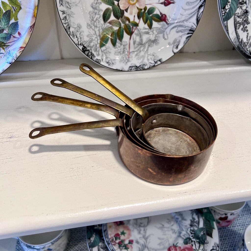 Copper and Brass Measuring Cup Set Vintage