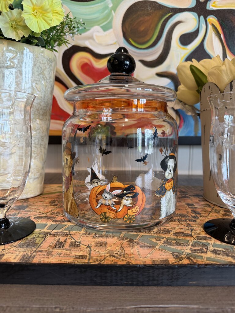 pier 1 halloween park avenue puppies glass cookie jar