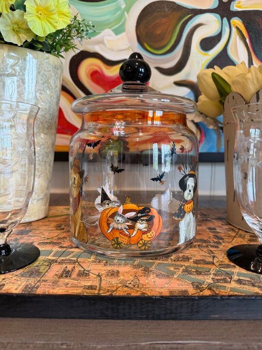 pier 1 halloween park avenue puppies glass cookie jar