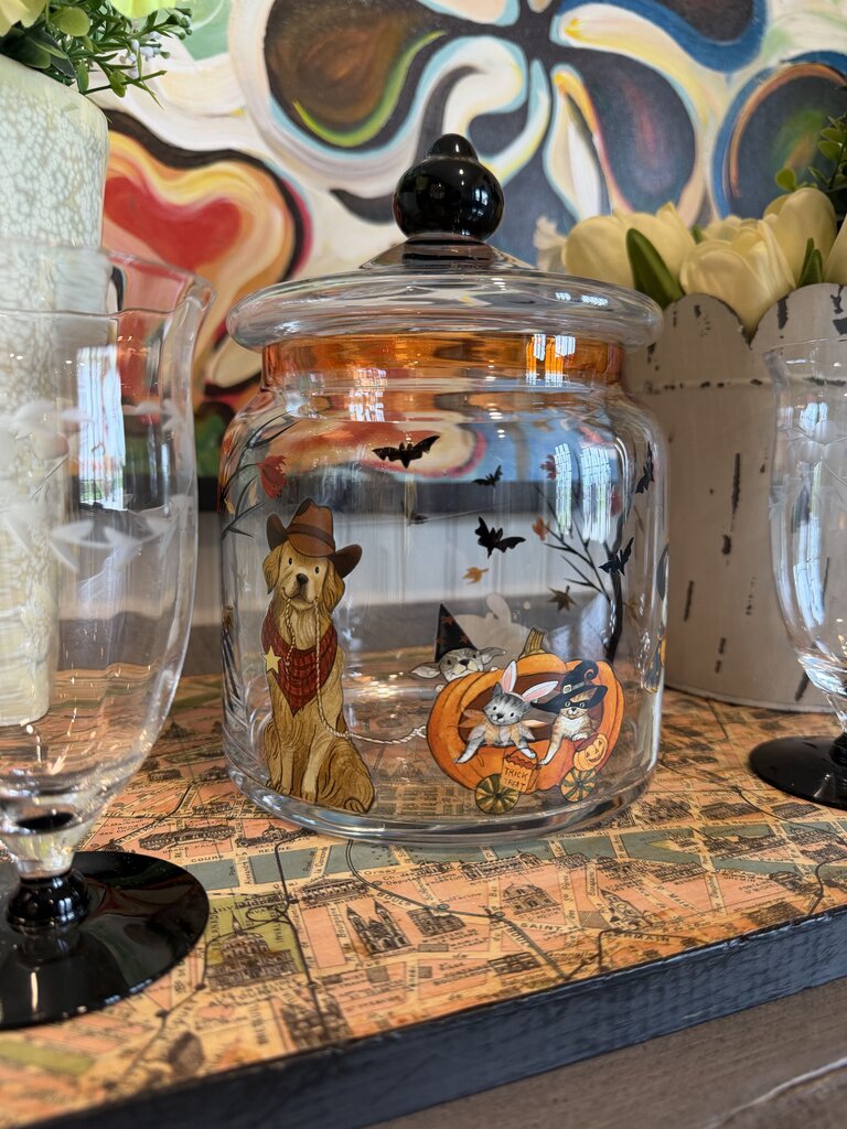 pier 1 halloween park avenue puppies glass cookie jar