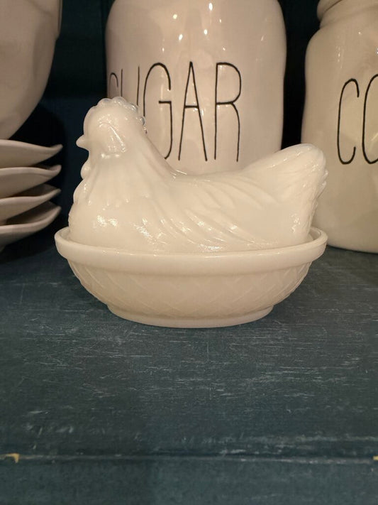 Milk Glass Hen On Nest