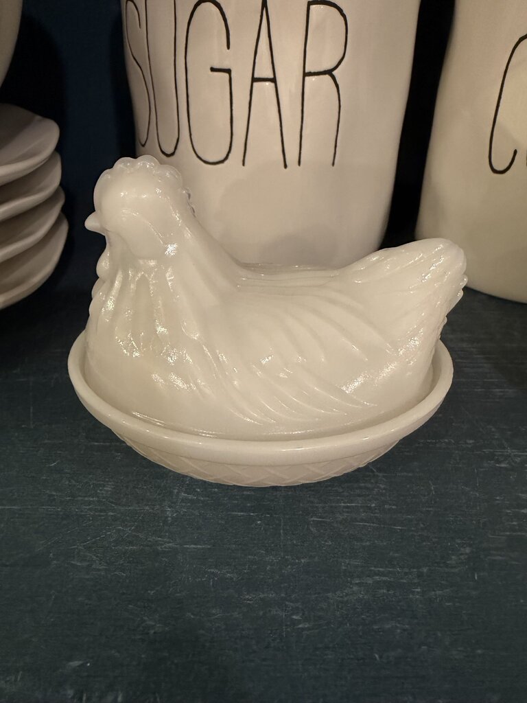 Milk Glass Hen On Nest
