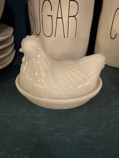 Milk Glass Hen On Nest