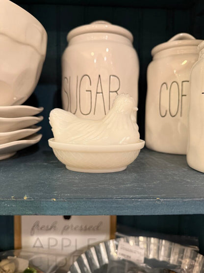 Milk Glass Hen On Nest