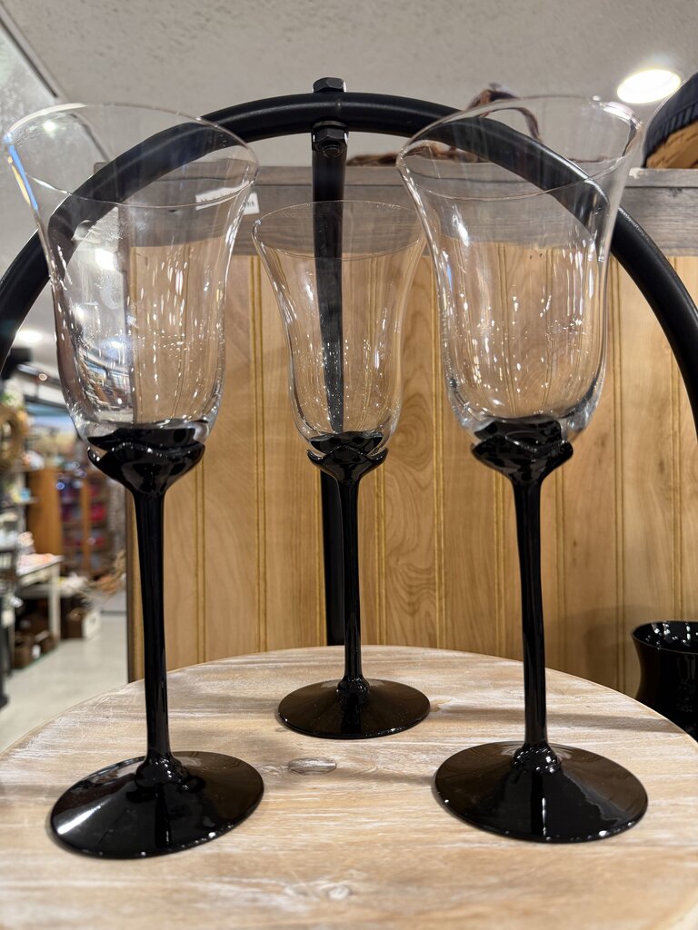 Black Stem Crystal Wine Glasses