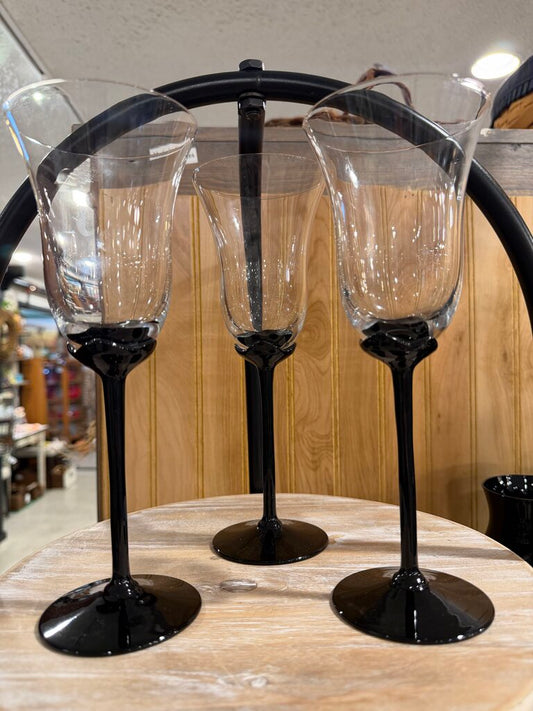 Black Stem Crystal Wine Glasses