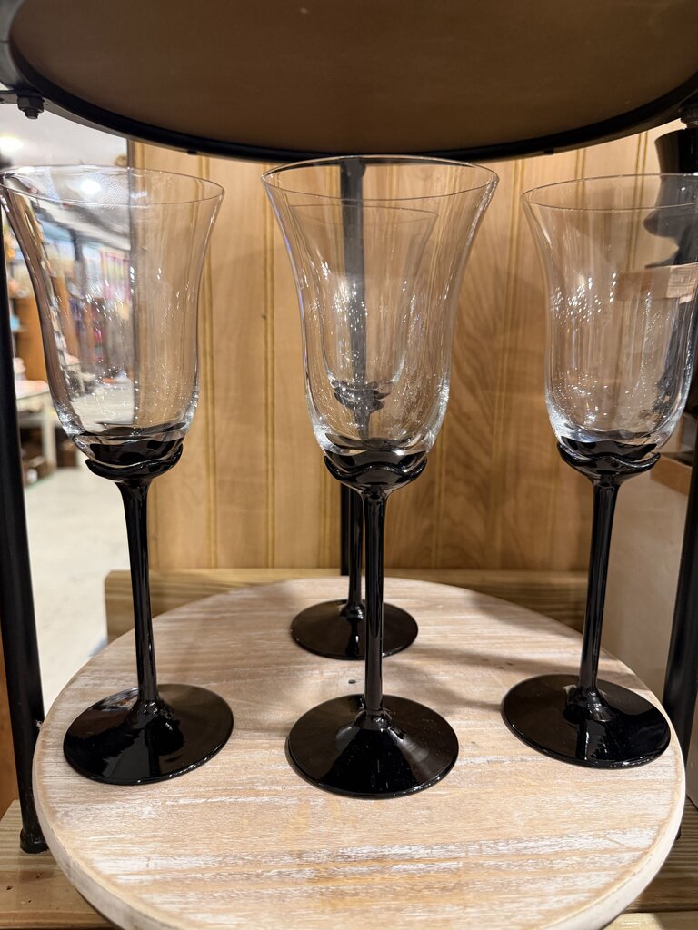 Black Stem Crystal Wine Glasses