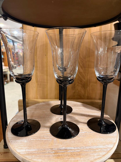 Black Stem Crystal Wine Glasses