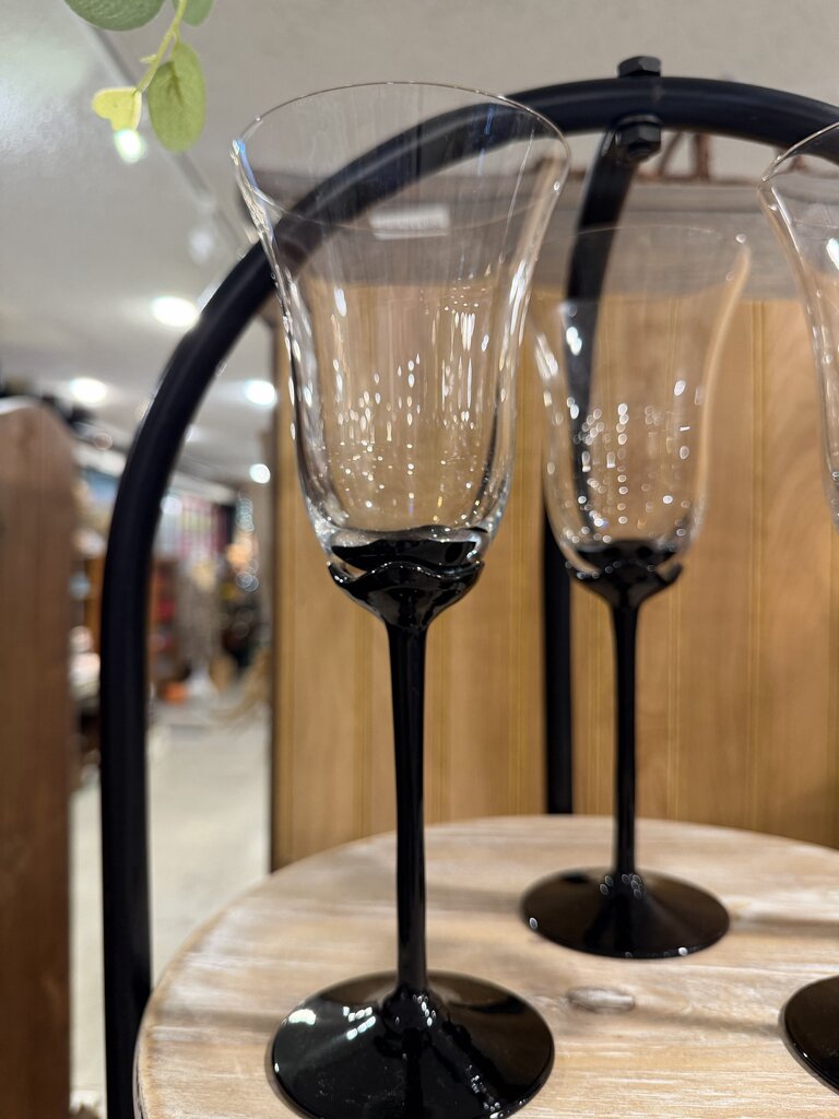 Black Stem Crystal Wine Glasses