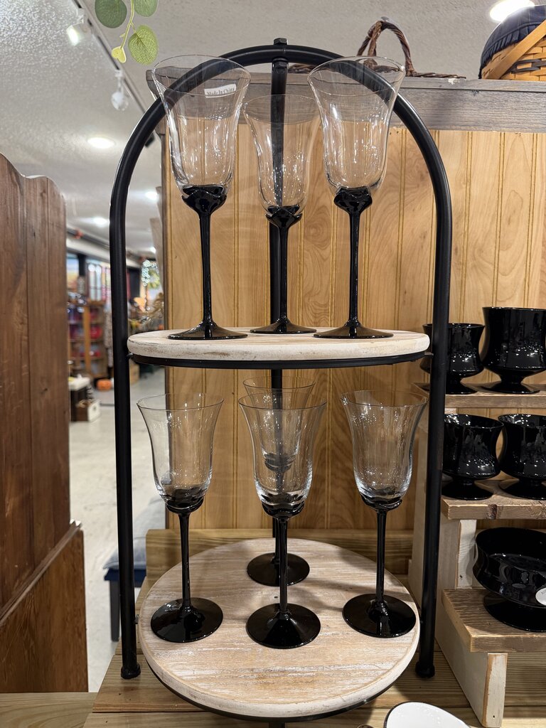 Black Stem Crystal Wine Glasses