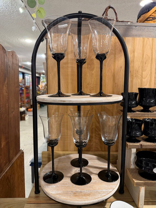 Black Stem Crystal Wine Glasses