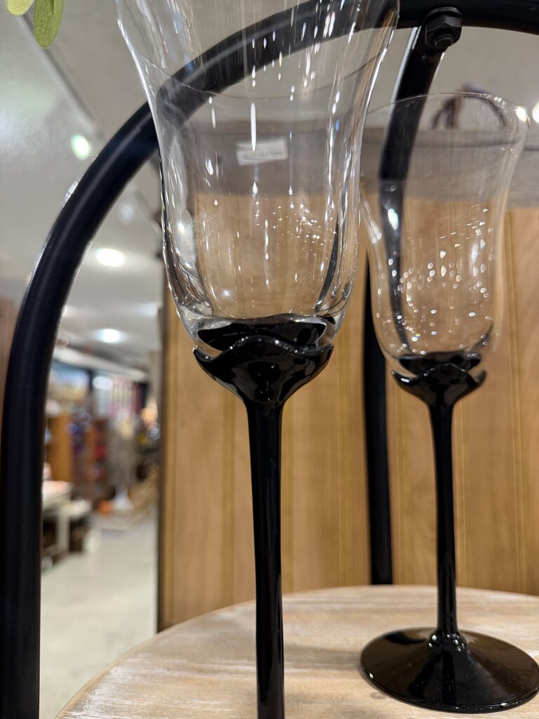 Black Stem Crystal Wine Glasses