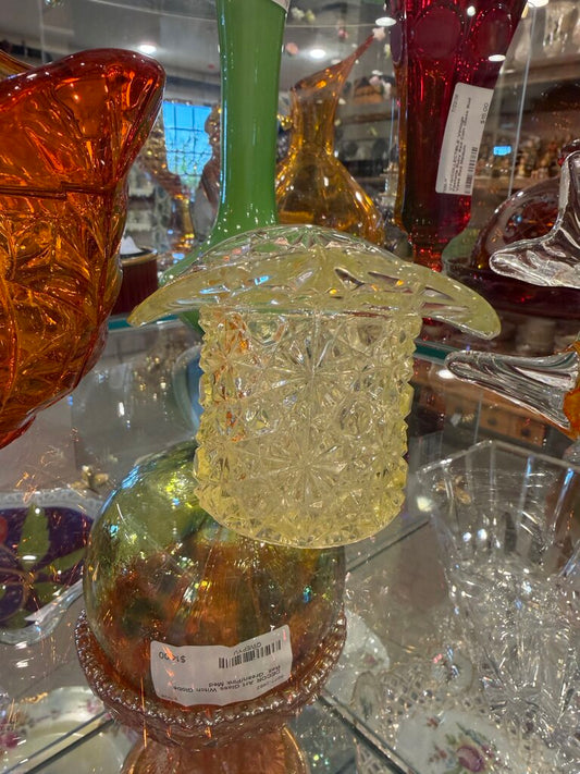 Vaseline Daisy Button Glass Top Hat