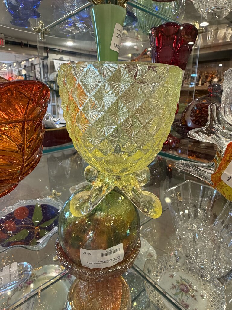 portieux vallerysthal vaseline glass footed pineapple jar bottom