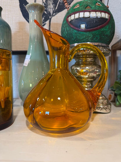 Rainbow Hand Blown Art Glass Pitcher