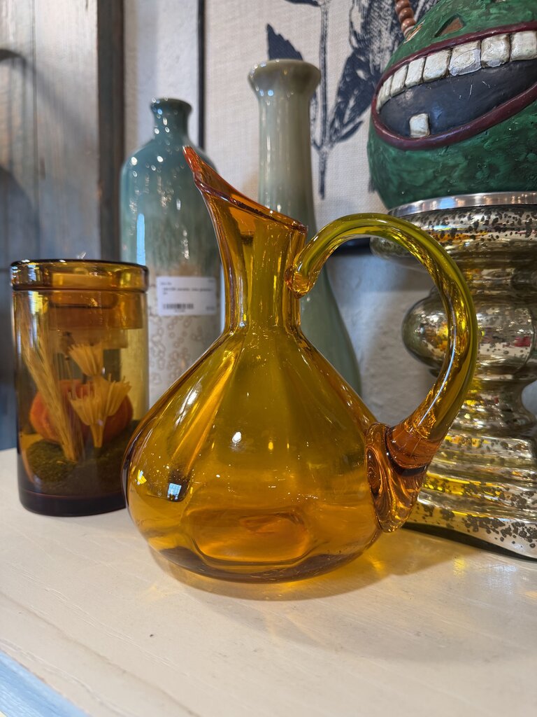 Rainbow Hand Blown Art Glass Pitcher