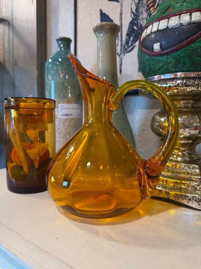 Rainbow Hand Blown Art Glass Pitcher