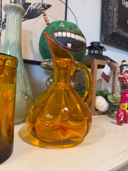 Rainbow Hand Blown Art Glass Pitcher
