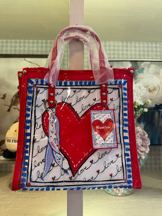 Brighton Striped Vinyl Heart Tote