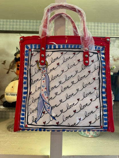 Brighton Striped Vinyl Heart Tote