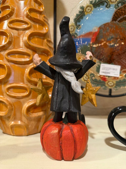 1994 House of Hatten Halloween Witch on Pumpkin Folk Art