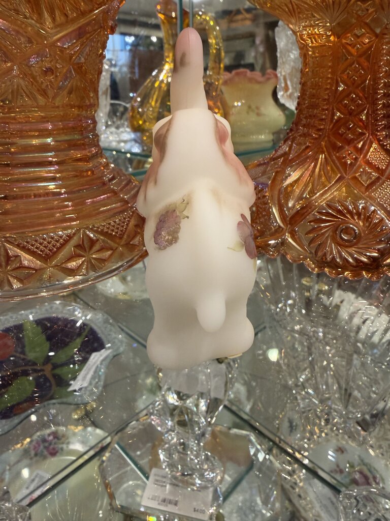 Fenton Glass Hand Painted Elephant Flowers