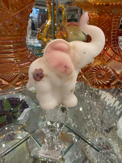 Fenton Glass Hand Painted Elephant Flowers
