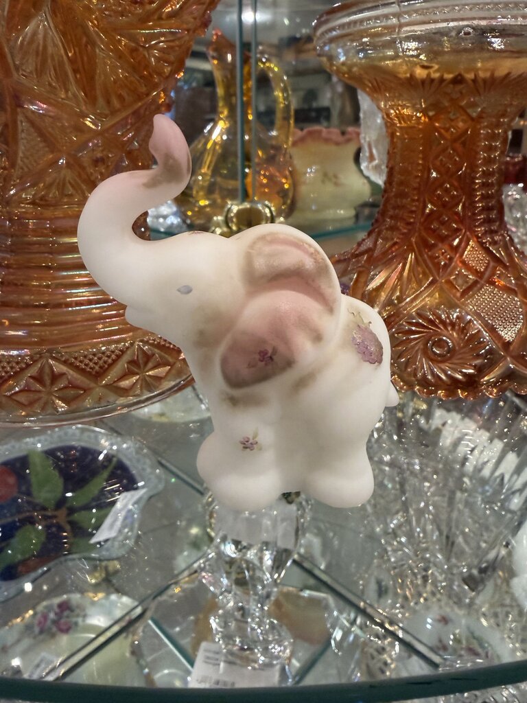 Fenton Glass Hand Painted Elephant Flowers