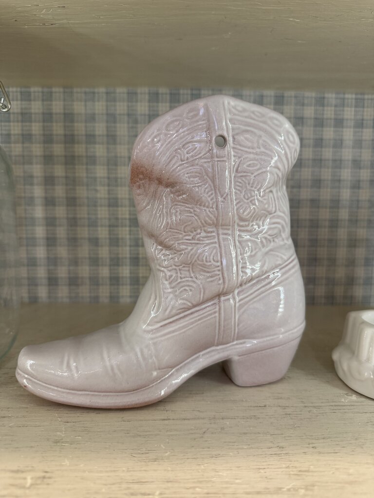 Frankoma Whitewashed Ceramic Wall Hanging Cowgirl Boot