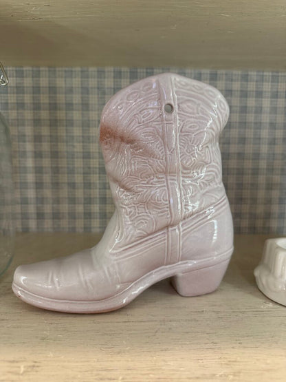 Frankoma Whitewashed Ceramic Wall Hanging Cowgirl Boot